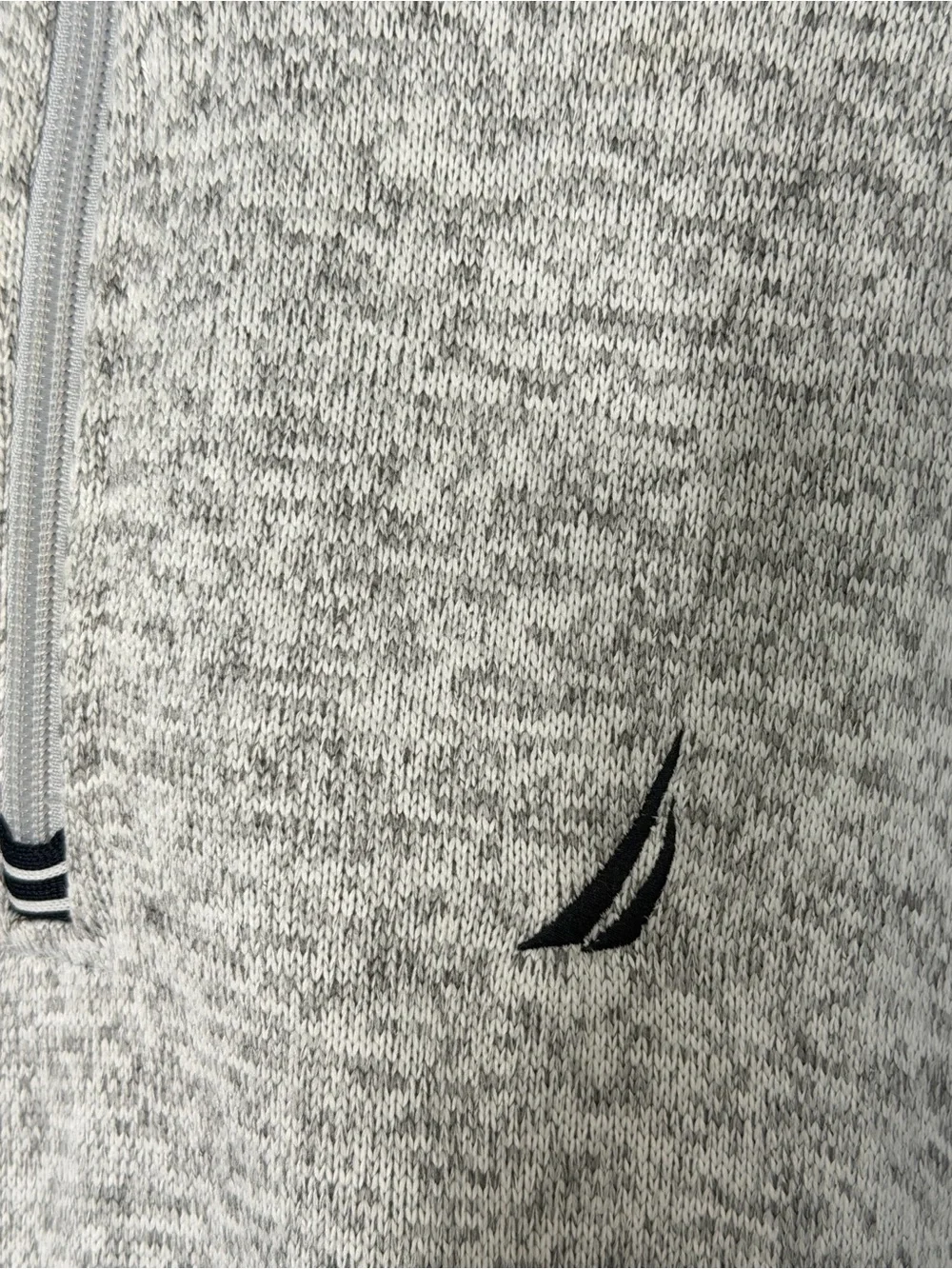 Nautica Men's Gray Heathered Quarter-Zip Sweater Fleece Pullover